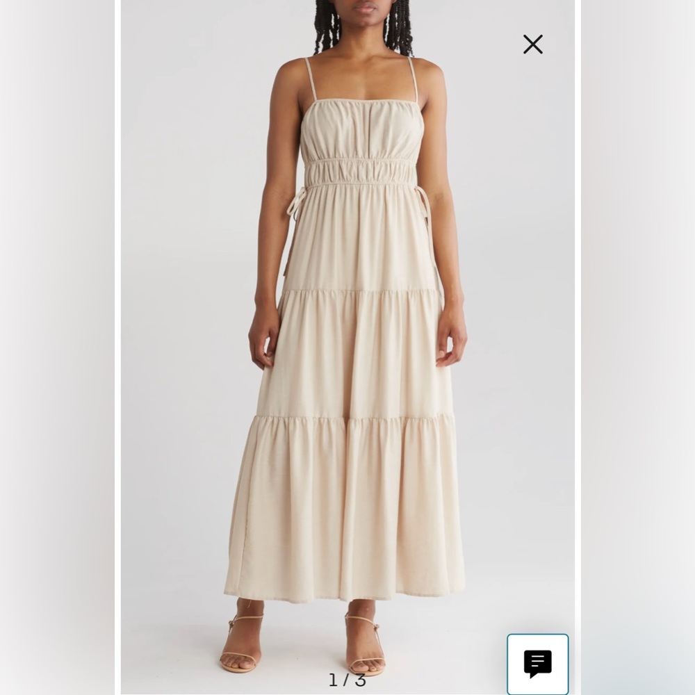 Blu Pepper Cream Tiered Maxi Dress